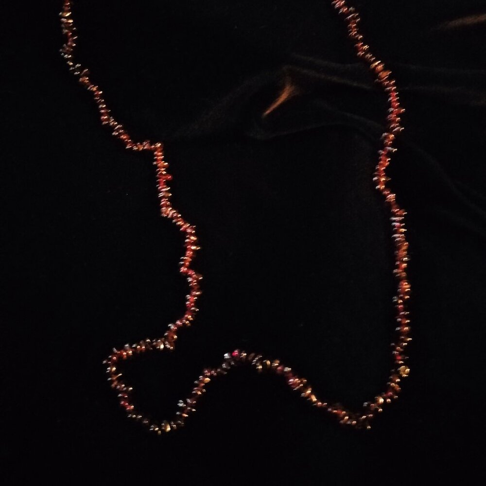 33" Raw Natural Garnet bead Necklace Vintage gemstone Witchy Bohemian Layering